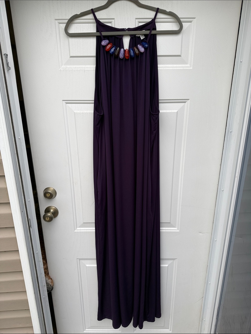 Cato Purple Maxi Dress with Beaded Neckline